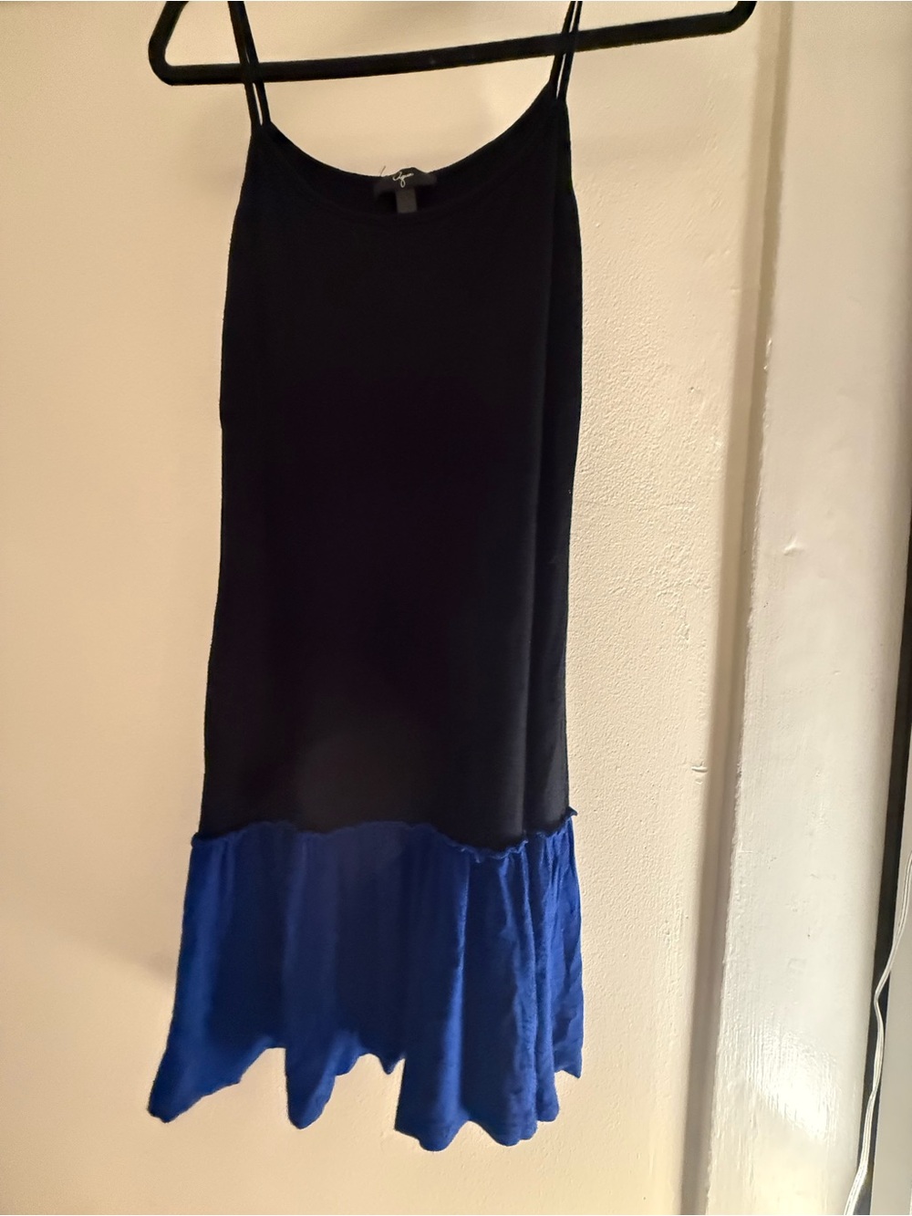 Aqua Black Slip Skirt with Royal Blue Ruffle Hem